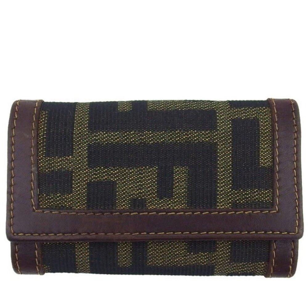 FENDI Key Case Zucca Beige Authentic Used t23451